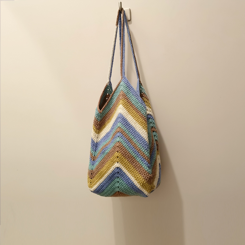 Handmade crochet tote bag Unique large women casual basket shoulder bag 