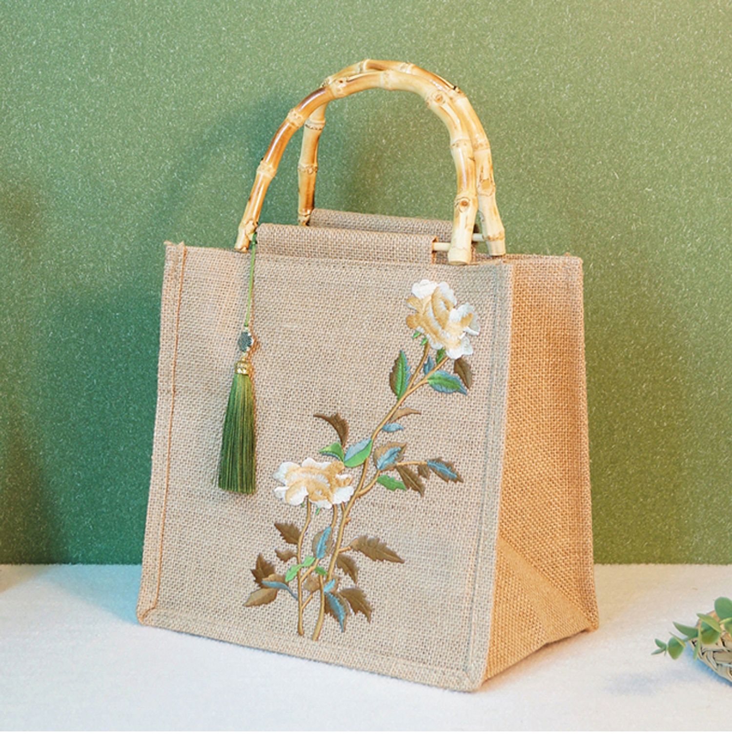 Custom embroidered tote bags linen clutch bag chrysanthemum cheongsam handmade custom bags