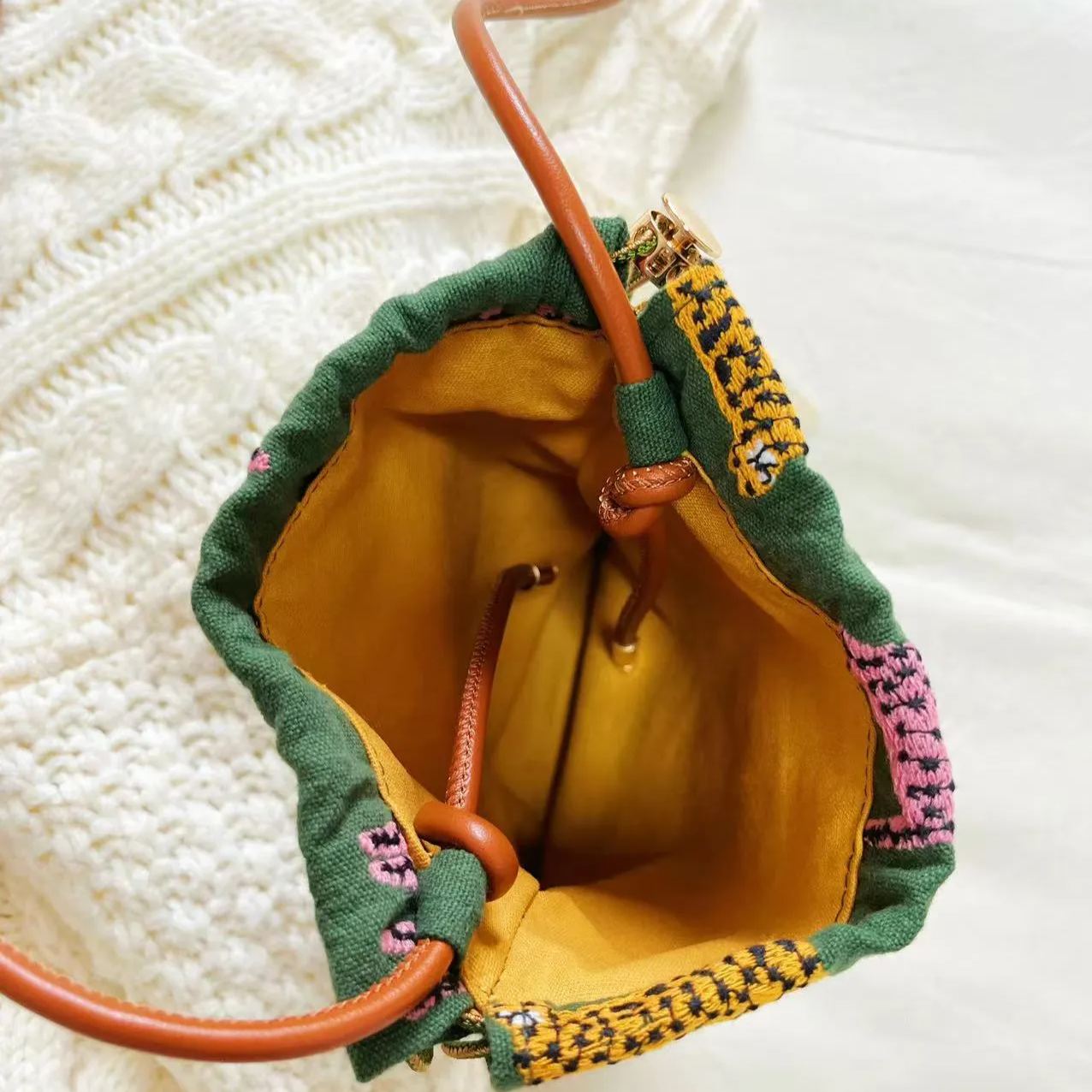 Handmade embroidered tote bag shoulder bags for women