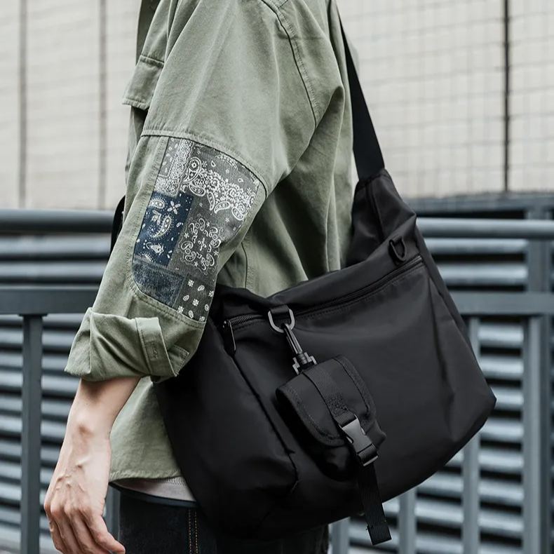 Fashion Crossbody Bag Men Black Waterproof Laptop Messenger Bags For Men