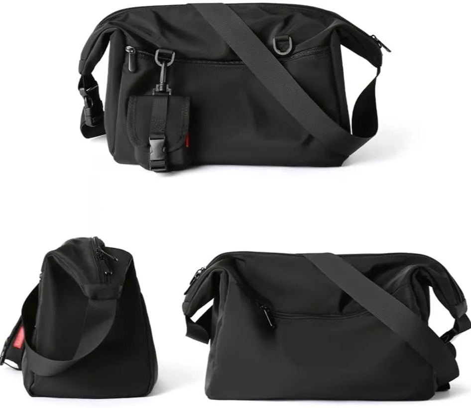 Front Side Back Crossbody Bag Men Black Waterproof Laptop Messenger Bags For Men