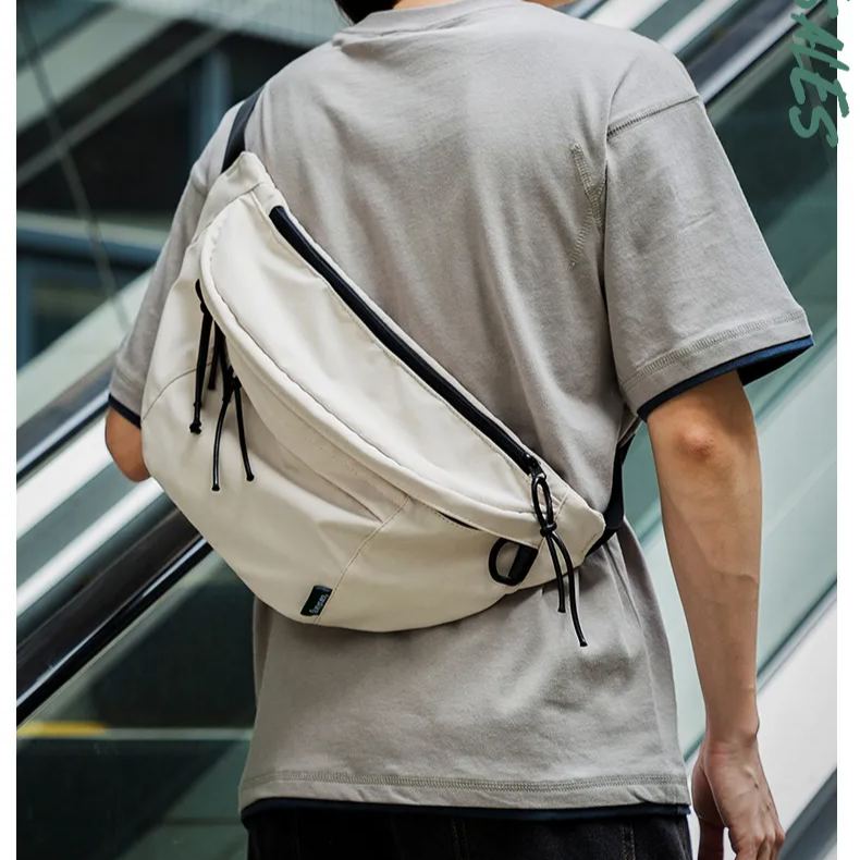 Large Waterproof Fanny Pack White Gym belt bag for men Cloth Crossbody Bags