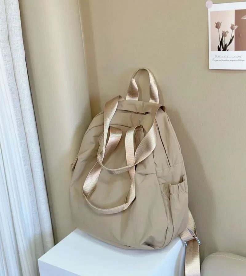 Lightweight Convertible Backpack Handbag Khaki2
