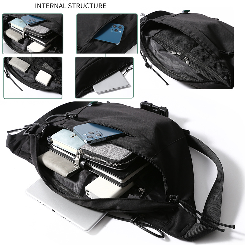 More Pocket Waterproof Black Fanny Pack	
 Gym Waist Chest Bag mens crossbody bag	
