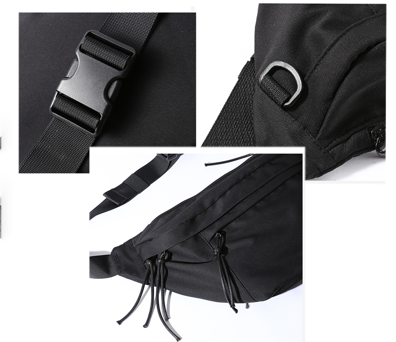 Large Waterproof black fanny pack Gym bchest bag Mens Cloth Crossbody Bags