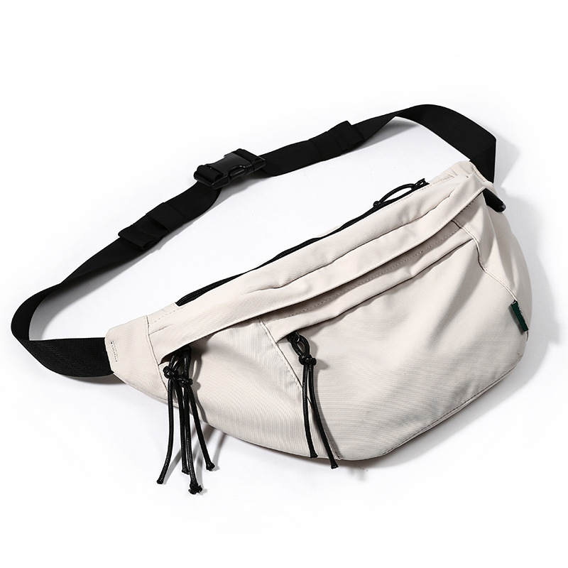 White Waterproof Fanny Pack Gym Waist Bag for Men Cloth Mens Crossbody Bag	
