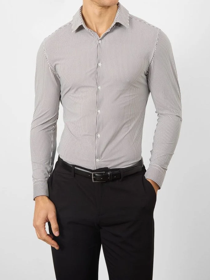 Grey Stripe Comfortable Business Blouse
