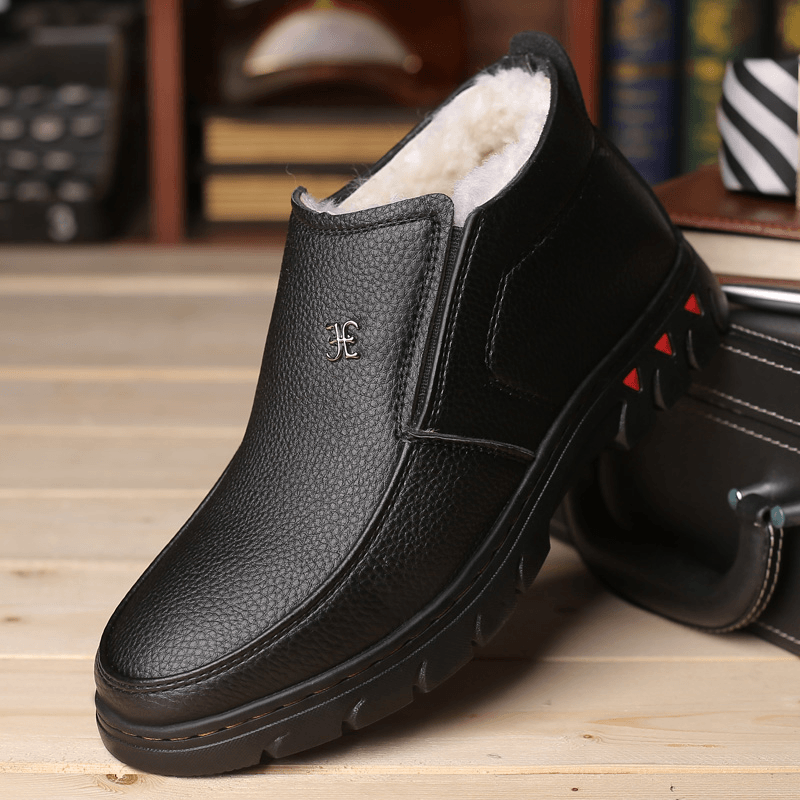 Men Comfy Microfiber Leather Warm Plush Lining Business Casual Ankle Boots