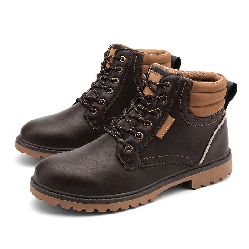 Men Comfy Microfiber Leather Slip Resistant Casual Tooling Boots