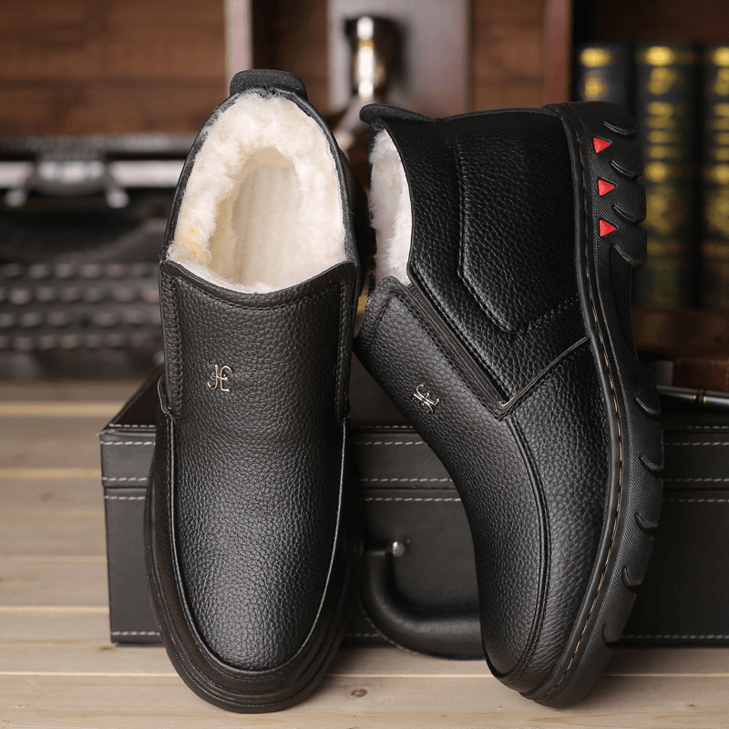 Men Comfy Microfiber Leather Warm Plush Lining Business Casual Ankle Boots