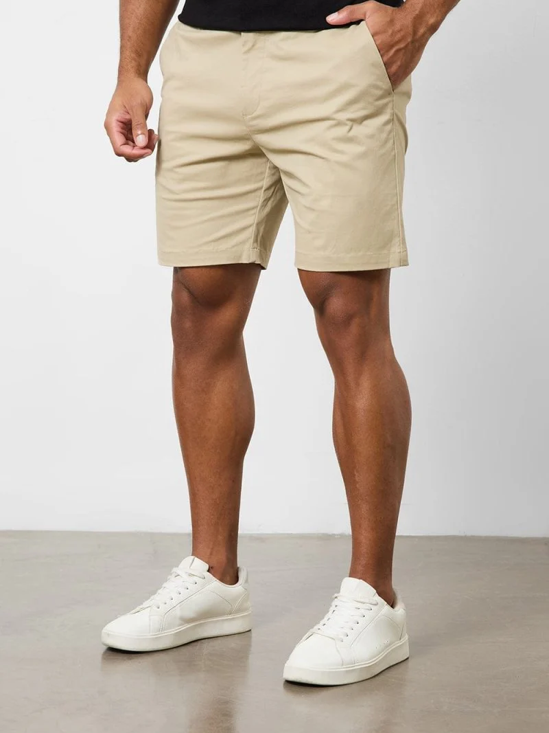 Khaki Mid Length Casual Shorts