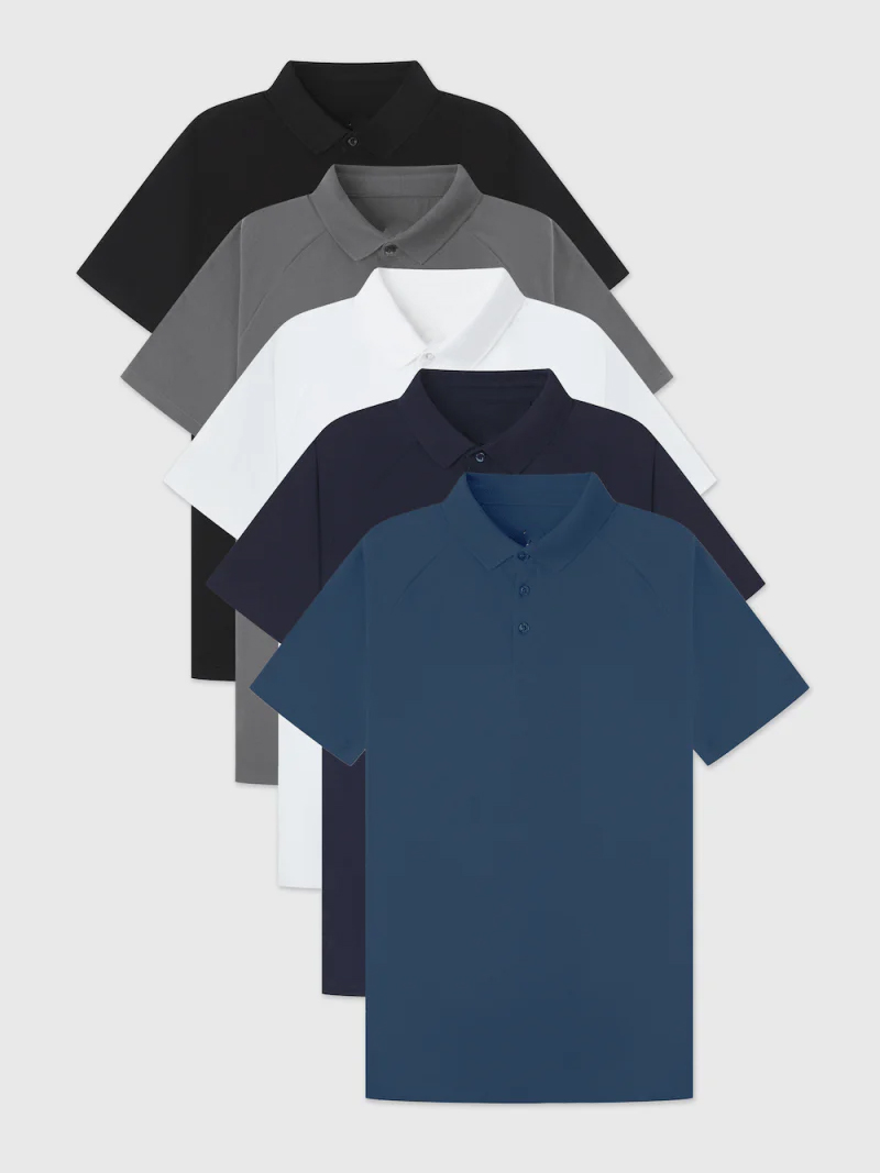 Soft Simple Leisure Athletic Polo 5-Pack