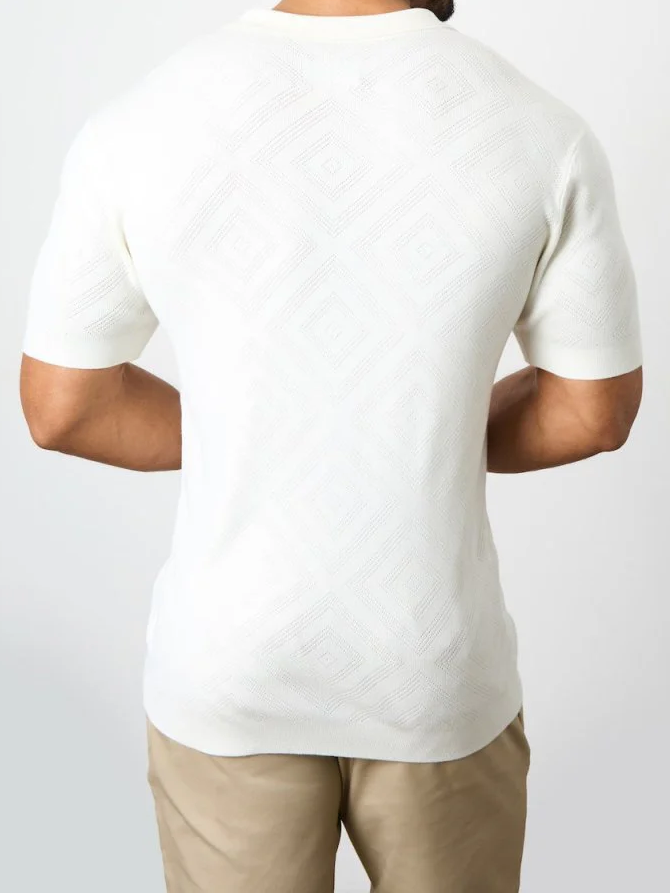 Jacquard Collar Knitted Soft Shirt Polo Shirt