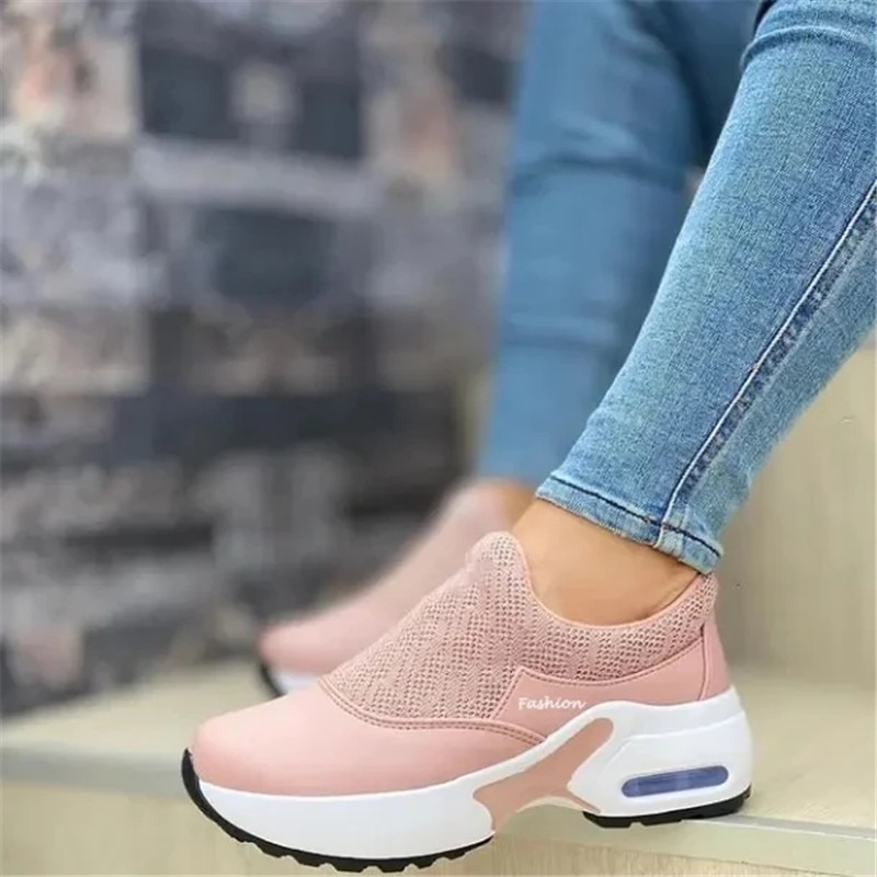 New Fashion Women Casual shoes Platform Solid Color Flats Ladies Shoes Casual Breathable Wedges Ladies Walking Sneakers