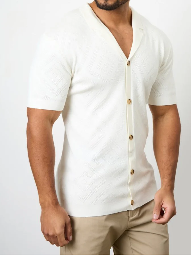 Jacquard Collar Knitted Soft Shirt Polo Shirt