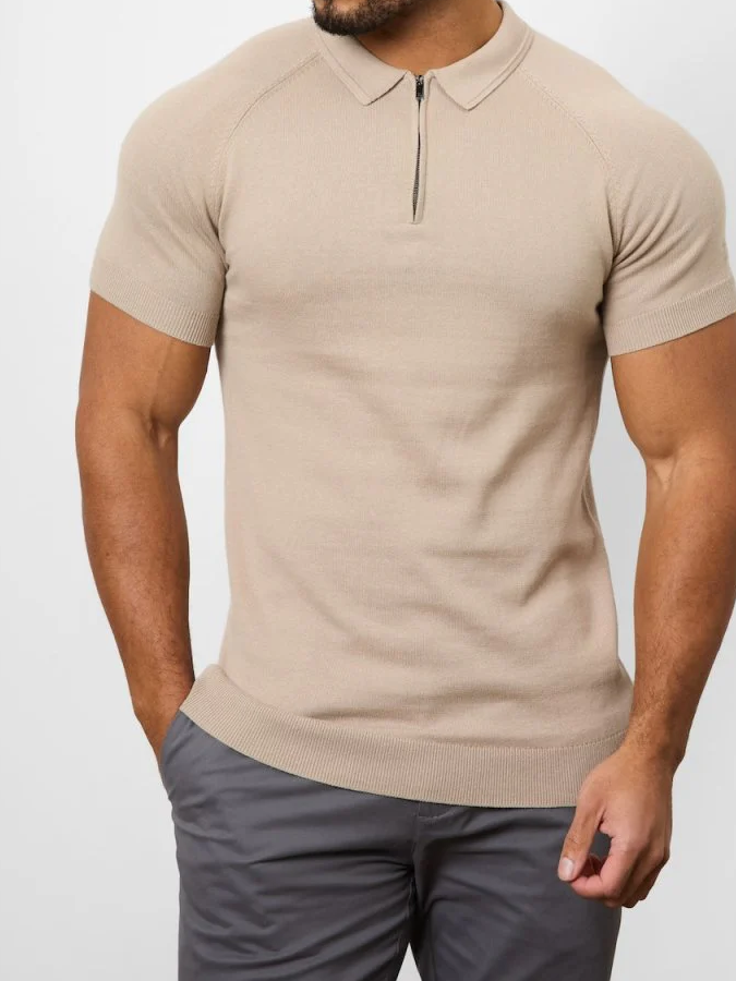 Neutral Cotton Soft Simple Polo Shirt