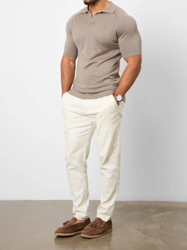 Light Taupe Simple Polo Shirt