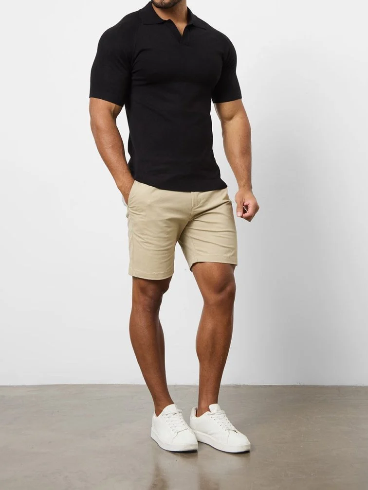 Khaki Mid Length Casual Shorts