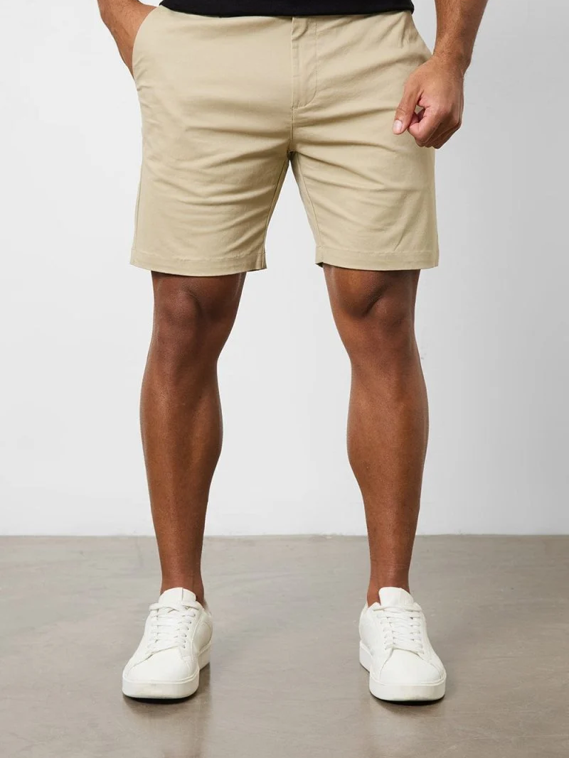 Khaki Mid Length Casual Shorts