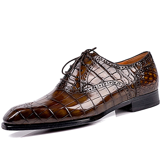 Handcrafted Alligator Business Dress Shoes Formal Brogue Alligator Shoes