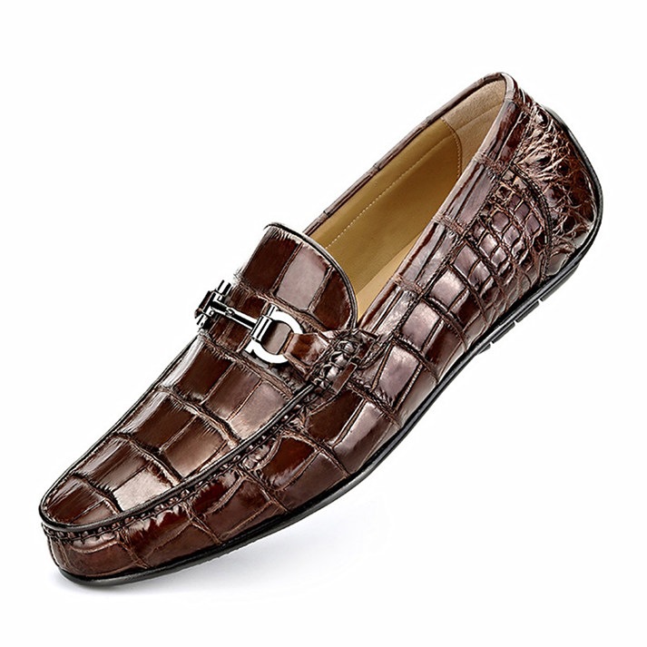 Men's Alligator Penny Loafers Moccasin Driving Shoes Slip On Flats Boat Shoes