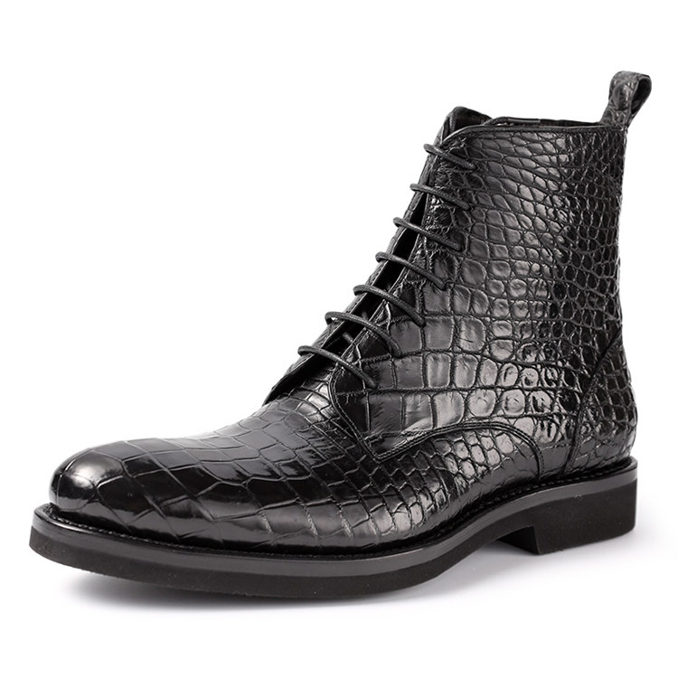 Stylish Alligator Leather Boots with Zipper