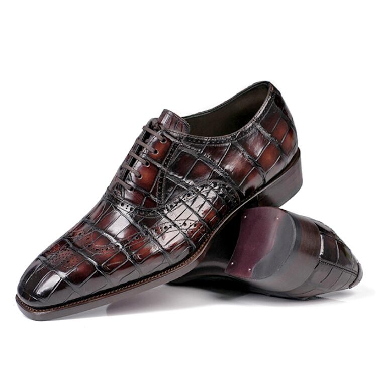 Alligator Wingtip Brogue Lace-up Oxford Formal Business Shoes