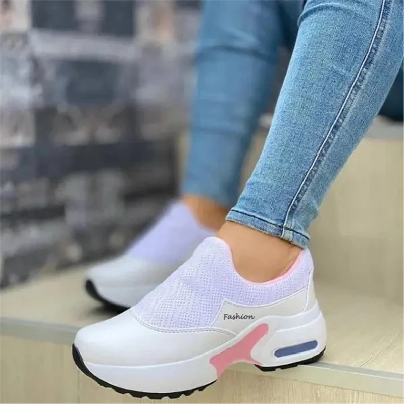 New Fashion Women Casual shoes Platform Solid Color Flats Ladies Shoes Casual Breathable Wedges Ladies Walking Sneakers