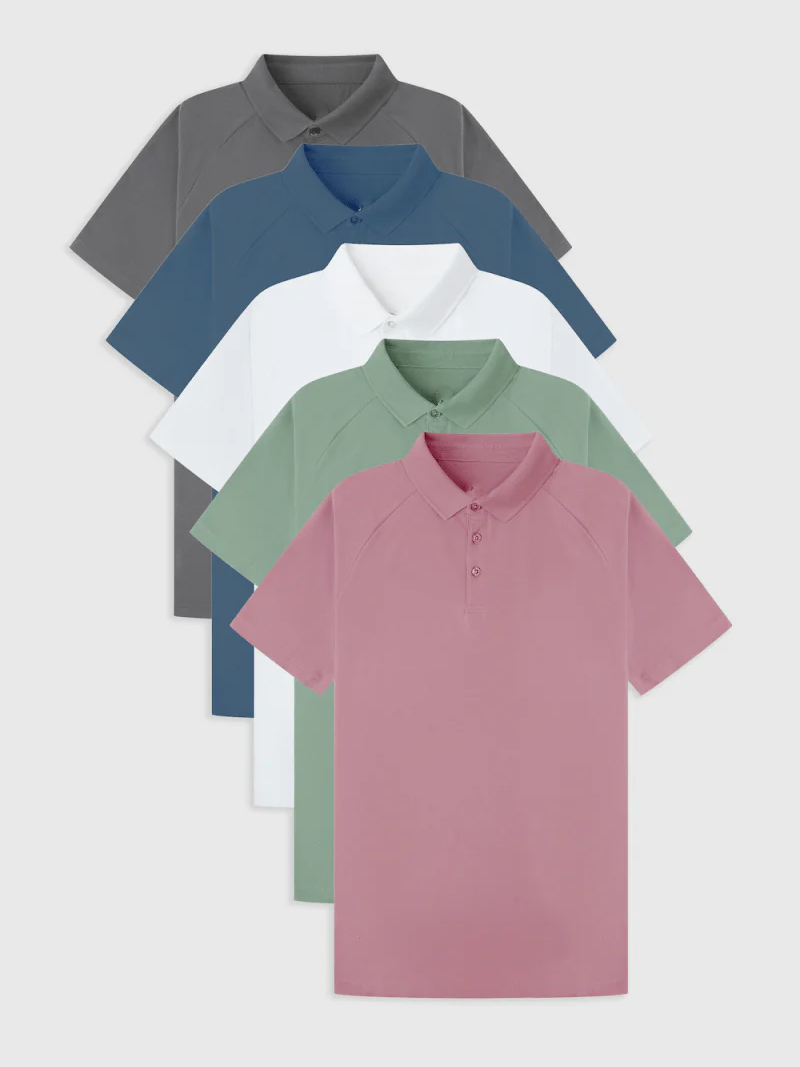Soft Simple  Athletic Pastels Polo 5-Pack