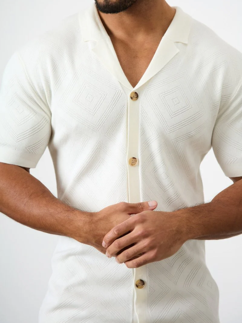 Jacquard Collar Knitted Soft Shirt Polo Shirt
