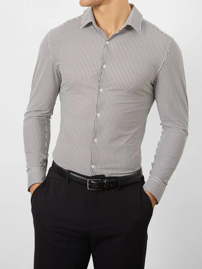 Grey Stripe Comfortable Business Blouse