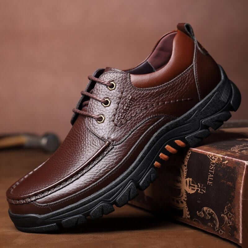 Mens Waterproof Non Slip Soft Sole Casual Genuine Leather Oxfords