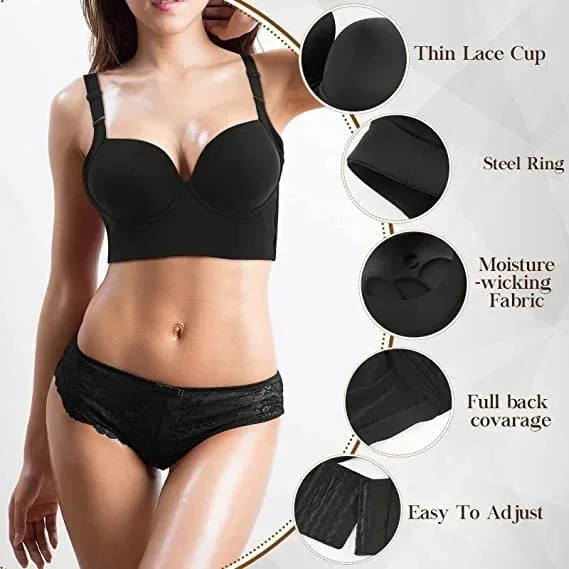 🔥BUY 1 GET 1 FREE(Add 2 Pcs To Cart)🔥Women's Deep Cup Bra Hide Back Fat Full Back Coverage Push Up Bra With Shapewear Incorporated