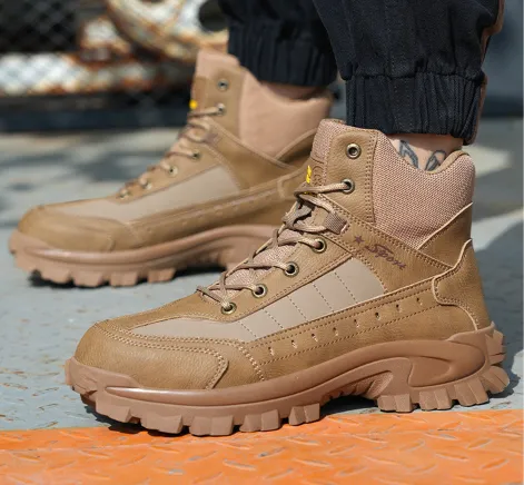 Men's Combat Boots Orthopedic Support Hiking Boots Waterproof Anti-Puncture Work Boots