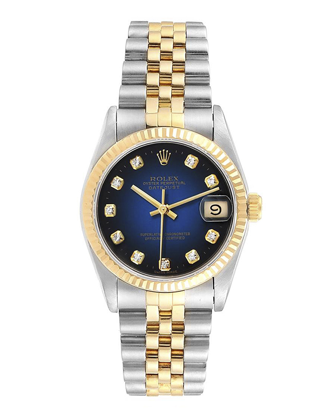 Rolex Datejust Midsize 31 Steel Yellow Gold Vignette Diamond Watch 68273