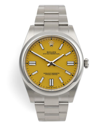 Rolex 124300 Oyster Perpetual  41 "Yellow Dial" Rolex 5 Year Warranty