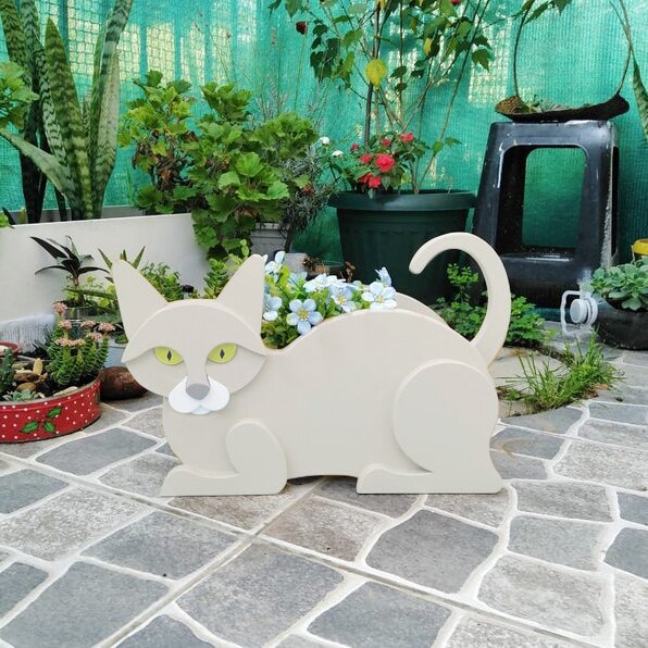 Fun Plant Storage Container, Cat Planter Flower Cactus Office Home Decor