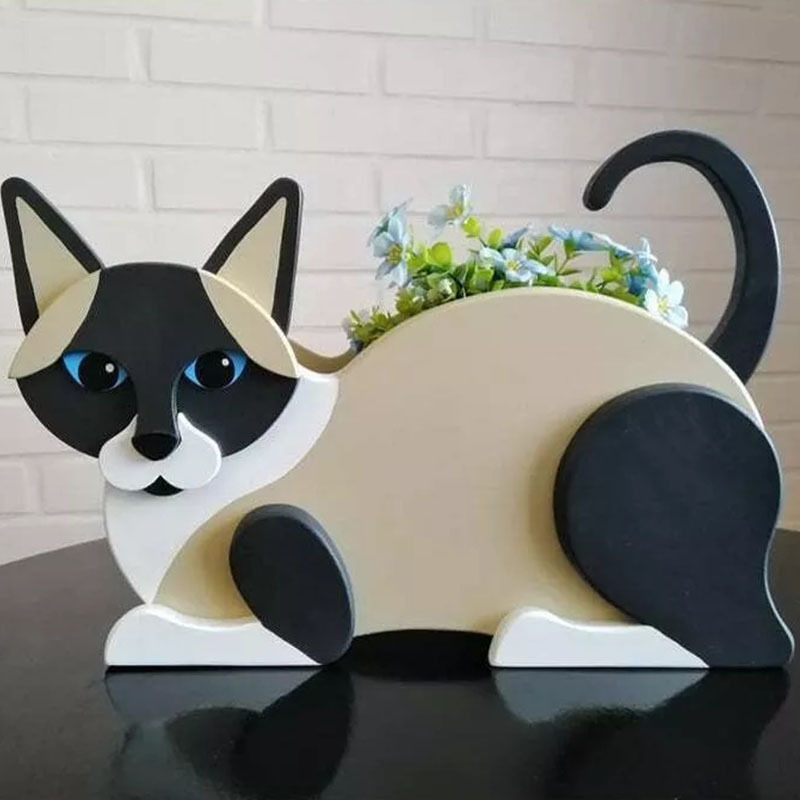 Fun Plant Storage Container, Cat Planter Flower Cactus Office Home Decor