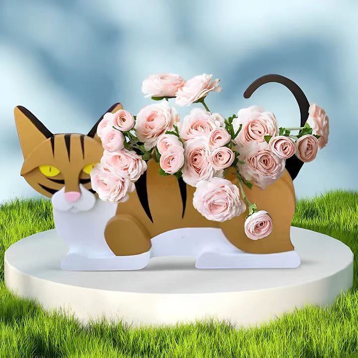 Fun Plant Storage Container, Cat Planter Flower Cactus Office Home Decor