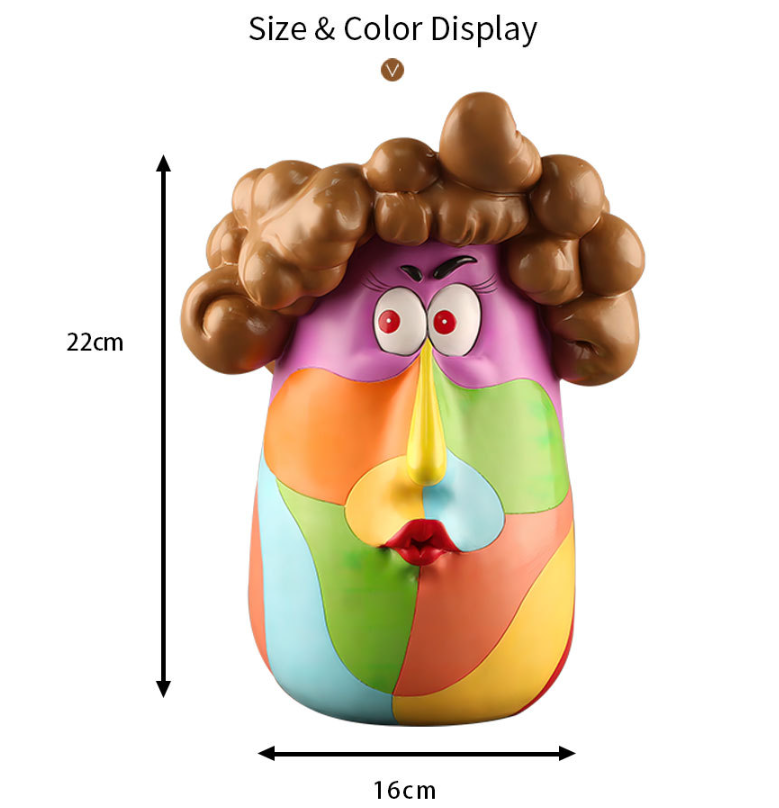 Colorful cartoon curly girl home desktop garden resin art succulent flower pot ornaments