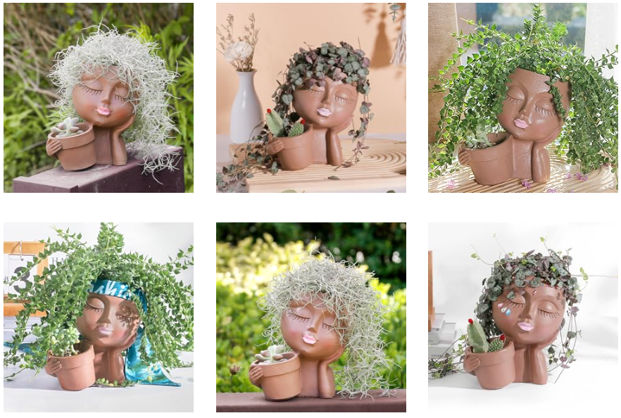 Face Planter Head Planter for Indoor and Outdoor Plants - Succulent Flower Double Planter with Drainage Holes