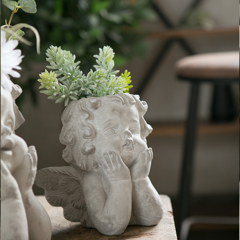 Little angel cement flower pot home personalized creative decorative ornaments