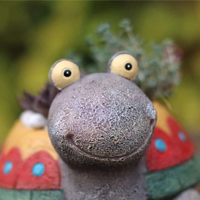 Creative pastoral cartoon silly turtle small animal succulent office flower bonsai pot resin craft ornaments