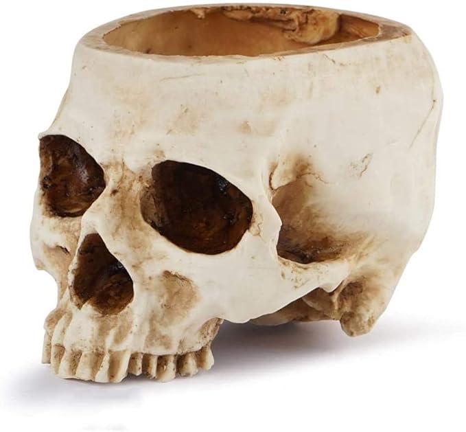 Resin Skull Flower Pot Halloween Props Brainless Skull Hollow Skull Creative Tricky Ornaments