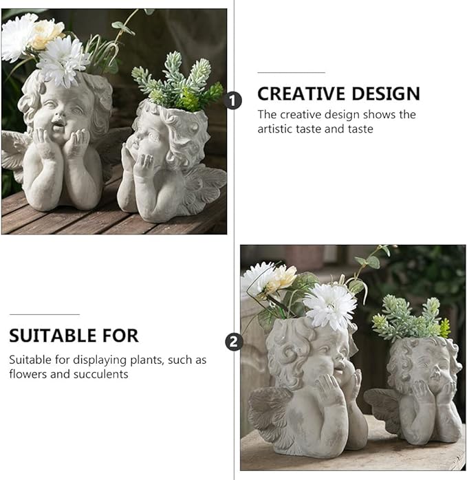 Little angel cement flower pot home personalized creative decorative ornaments