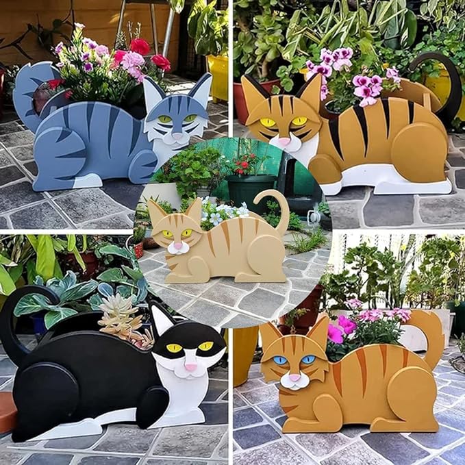 Fun Plant Storage Container, Cat Planter Flower Cactus Office Home Decor