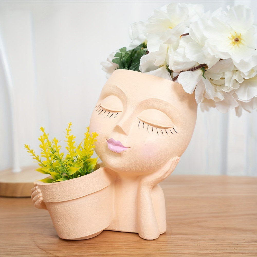 Face Planter Head Planter for Indoor and Outdoor Plants - Succulent Flower Double Planter with Drainage Holes