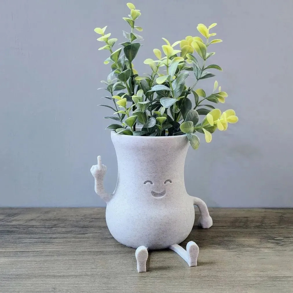 Creative Middle Finger Succulent Flower Pot Cute Smiley Vase Crafts Garden Ornaments