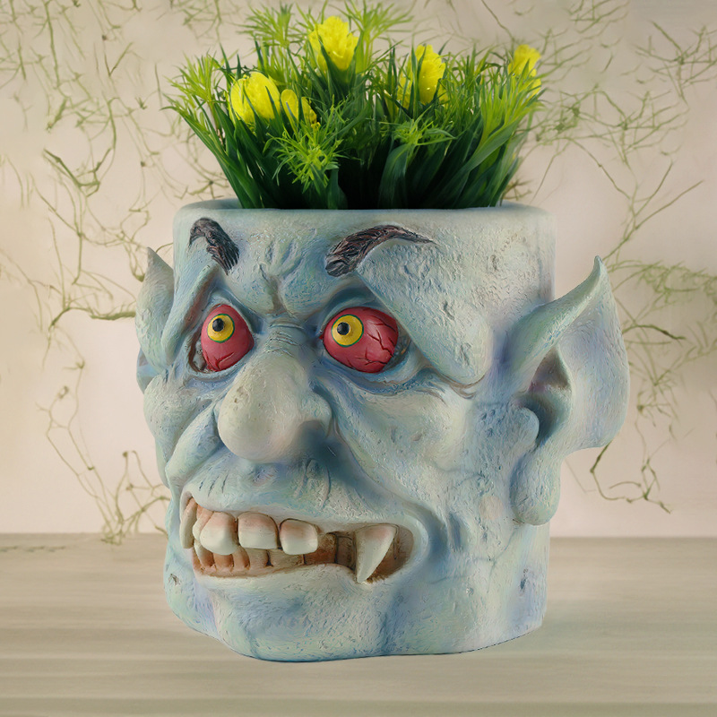 Resin Face Flower Pot Flower Pot Scary Funny Ghost Clown Head Flower Pot