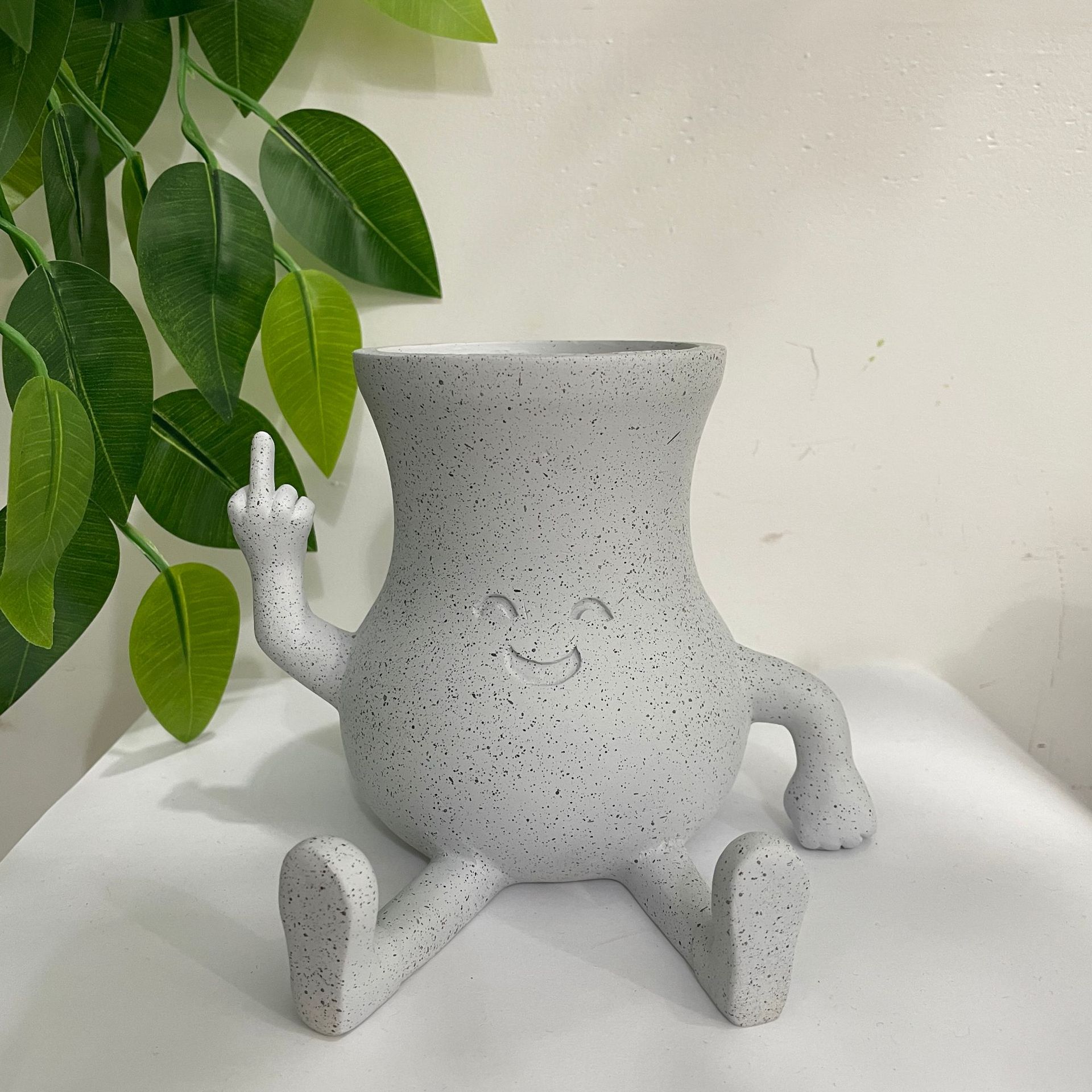 Creative Middle Finger Succulent Flower Pot Cute Smiley Vase Crafts Garden Ornaments